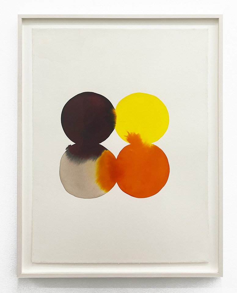 Lourdes Sanchez
4 touching circles (opaque yellow, orange brown, and tan), 2023
SANCH1015
ink, watercolor and pencil on paper, 29 x 21 inches / 32 1/4 x 24 1/4 inches framed