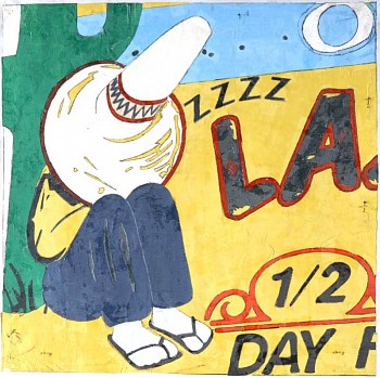 Work: Eugene Brodsky ZZZ, 2008 mixed media on silk 20 x 20 inches BROD159