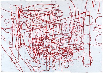 Work:&nbsp;(Memory Gives Us) the Illusion that Something Just Happened, 2009 oil pastel, acrylic, and tempera on joined paper unframed 55 5/8 x 78 1/4 inches JOS122