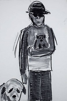 Work:&nbsp;The Out of Towners, 2010 charcoal on paper 60 x 48 inches lyn433