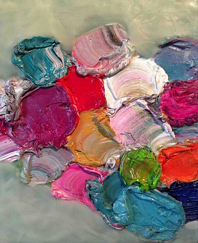 Natasha Zupan -&nbsp;Color Scales #1, 2012 oil and encaustic on canvas 10.5 x 8.5 inches/ 19 x 17 inches framed ZUP011