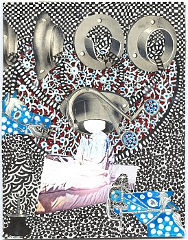 Work:&nbsp;Roz Leibowitz The Blue Light, 2009 ink and collage on board 9 x 7 inch paper, 14 1/2 x 12 1/4 inch frame LEIB094