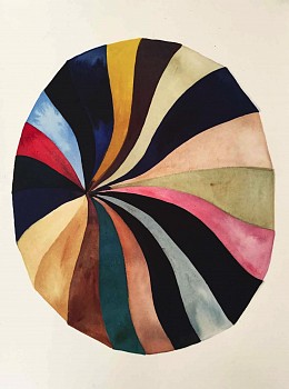 Lourdes Sanchez -&nbsp;Parasol, 2015 ink on silk 21 x 14 inch image/30 x 22 inch paper SANCH422