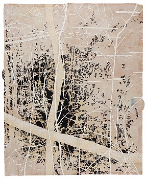 Work: ten thousand shadows, 2015 gouache and thread on found paper 47.5 x 39.5 inches/ 53.5 x 44.75 inches framed CRADD013