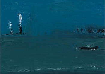 Work:&nbsp;Boat on the Hudson, 2016 oil on panel 8 x 10 inches / 9 x 11 inches framed lyn645