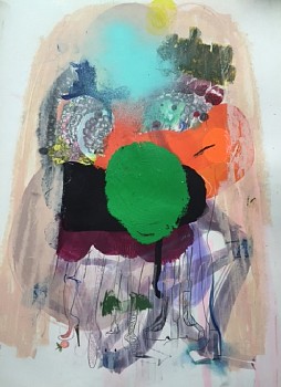 Work:&nbsp;Simone Shubuck Fruit Face, 2015 mixed media on paper 18 x 12 inches SHU001