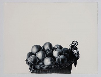 Work:&nbsp;Shelley Reed (LA) With Basket of Fruit (after Desportes), 2016 oil on paper 22.5 x 30 inches REE136