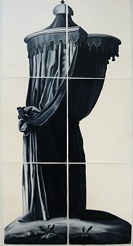 Work:&nbsp;Shelley Reed Cabana (after Urbani and Tiepolo), 2016 oil on paper 90 x 45 inches REE140