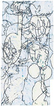 Work: Observer Effect, 2016 oil pastel, acrylic and tempera on joined paper 80 1/4 x 40 1/4 inches JOS276