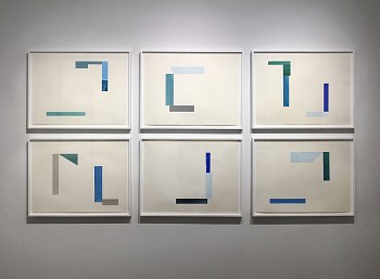 Work:&nbsp;Untitled Collage (Late Grid Waves) Installation, 2016 acrylic on cut paper 22 x 30 inch paper, 25 x 33 inches framed Group size approximately 45 x 101 inches  BARL231/235/236/237/241/244