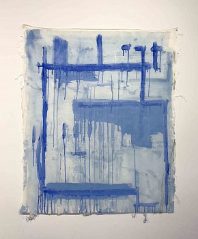 Work: Eugene Brodsky Blue with Drips, 2017 ink on silk 37 x 30 inches BROD346
