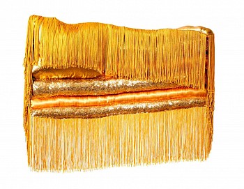 Natalie Baxter -&nbsp;People Will Think You're Making a Trump Flag, 2017 fabric, fiber fill, and fringe 25 x 19 x 3 inches BAX001