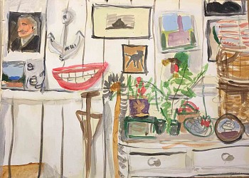 John Derian -&nbsp;Studio, 2017 acrylic and watercolor on paper 11.5 x 16.5 inches/14 x 18.5 inches framed DER001