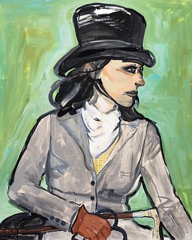 Work:&nbsp;Side Saddle Rider, 2017 acrylic on panel 28 x 24 inches SPENC043