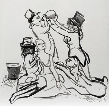 Work:&nbsp;Untitled Riders, 2017 flashe on paper 16 x 16 inches SPENC051