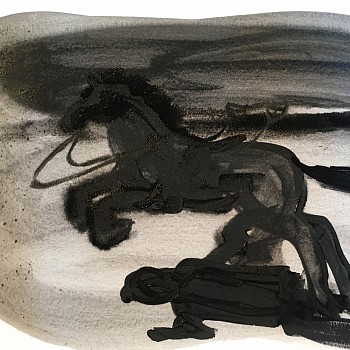 Work:&nbsp;Death by Black Horse II, 2017 flashe on paper 12 x 14 inches SPENC055