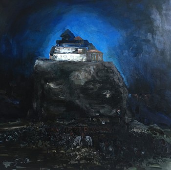 Work:&nbsp;City on a Rock, 2017 acrylic on panel 42 x 42 inches SPENC074