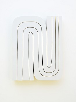 Work: Andrew Zimmerman (LA) Bianco Eldorado 2, 2018 Automotive paint on wood 24 x 19 1/2 x 2 inches ZIM534