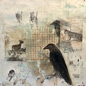 Jane Rosen, Animal Friends
2018, ink, wash, chine-colle, gouache, coffee and beeswax