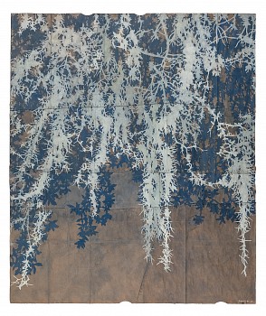 Work:&nbsp;Moonshadowed, 2019 gouache and thread on found paper 48 x 40 inches | 53 1/8 x 45 1/4 inches framed  CRADD074