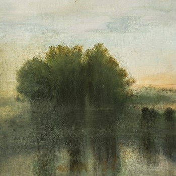 Work: Poogy Bjerklie Serene, 2019 oil on paper mounted on wood panel 16 x 16 inches BJE096