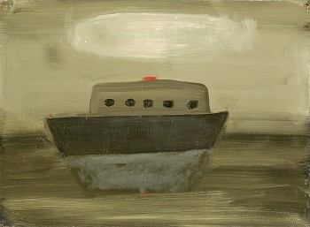 Work: Kathryn Lynch Pink Cloud Over Tug, 2015 oil on paper 22 x 30 inches lyn838