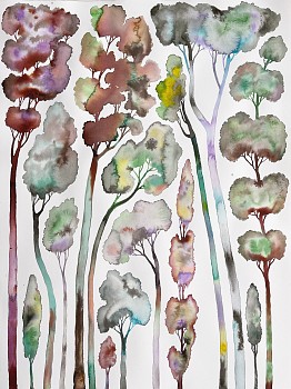 Bryan Rogers (LA) -&nbsp;In the Woods, 2021 ink and watercolor on paper 24 x 18 inches ROG009