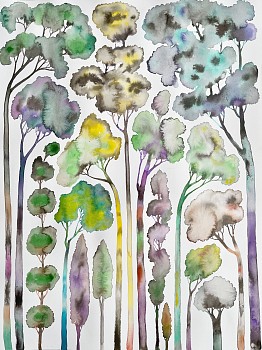 Bryan Rogers (LA) -&nbsp;In the Woods, 2021 ink and watercolor on paper 24 x 18 inches ROG008