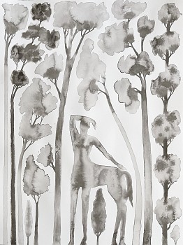 Bryan Rogers (LA) -&nbsp;In the Woods, 2021 ink on paper 24 x 18 inches ROG005