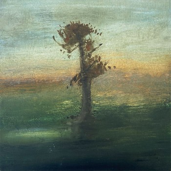 Work: Last Tree Standing, 2021 oil on paper mounted on wood panel 8 x 8 inches BJE129