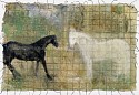 Jane Rosen, Horses on Hill
2015, casein and beeswax on Japanese paper with threads
