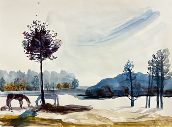 Work: Horse Fade, 2022 flashe and acrylic on paper 22 x 30 inches SPENC323