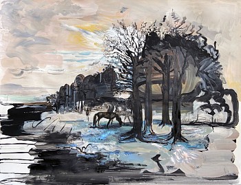 Work: Fading Landscape (Reclining Man), 2021 flashe and acrylic on paper 38.25 x 49.75 inches SPENC326