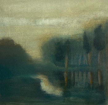 Work: Evening Examen, 2022 oil on paper mounted on wood panel 12 x 12 inches BJE147