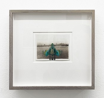 Work:&nbsp;Skyline View vintage photograph and nail polish 3 1/2 x 5 1/2 inches image / 10 x 11 1/4 inches framed Stein347