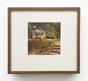 Work:&nbsp;Cabin vintage photograph and thread 5 x 5 inches image / 9 1/2 x 10 1/4 inches framed Stein351