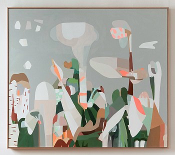 Work: Jen Wink Hays Public Address, 2022 oil on canvas 68 x 78 inches JWH143