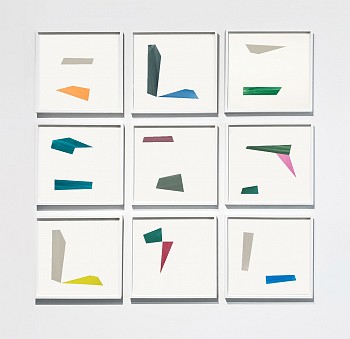 Agnes Barley -&nbsp;Deconstructed Waves Installation, 2023 acrylic  on paper 15 x 16 inches / 17.5 x 18.5 inches framed each / 57 x 60 inches group
