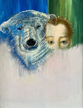 Andrea Hornick (LA) -&nbsp;Study from Aurora Imbued Mother Bear Shepherds Maria de Medici's Young Transition, 2023 chalk pastel, watercolor and graphite on paper 18 x 24 inches HORN021