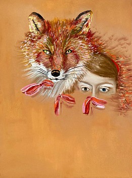 Andrea Hornick (LA) -&nbsp;Study from Red Fox Shields and Warms Margarita Theresa Where her Dress is Off Duty, 2023 chalk pastel and graphite on paper 18 x 24 inches HORN026