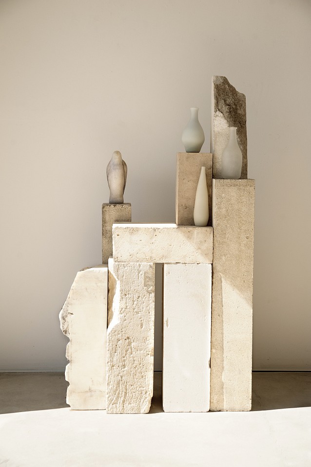 Jane Rosen (LA)
4 Morandi, 2013
ROSEN257
hand blown pigmented glass & limestone, 58 x 31 x 16  inches