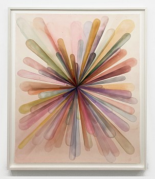 Work: Radiant (Pink), 2023 ink, watercolor and pencil on paper 55 x 43 inches / 59 1/2 x 48 inches framed SANCH1003