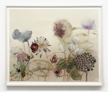 Work: One afternoon I got away, and met everyone I needed to, 2023 ink, watercolor and pencil on paper 43 x 54 inches / 47 1/2 x 58 1/2 inches framed SANCH1004