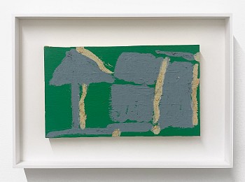 Sean Noonan -&nbsp;Ending Note, 2020 oil on found wood 11 x 15 3/4 inches framed noon025