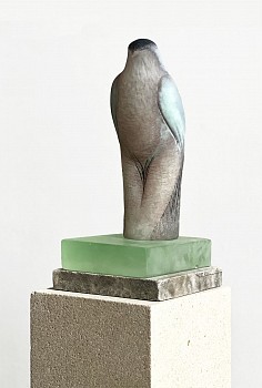 Work:&nbsp;Thin Man on Green Glass, 2023 hand blown pigmented glass, cast glass, limestone, linen limestone 63 x 8 x 10 inches / figure: 12 x 5 x 4 inches, base: 51 x 8 x 10 inches ROSEN322
