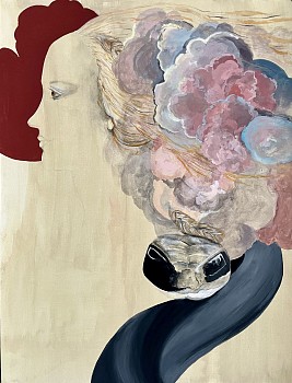 Andrea Hornick (LA) -&nbsp;Shekhina, Cleopatra, Simonetta: Cosmic, Mythic, Legendary, 2023 gouache and graphite on paper 24 x 18 inches HORN031