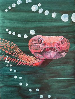 Andrea Hornick (LA) -&nbsp;Braiding Snake and Pearls, 2023 gouache on paper 24 x 18 inches HORN029