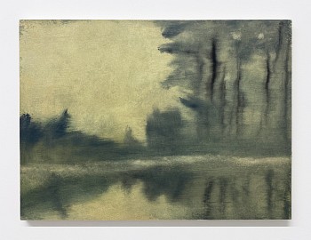 Poogy Bjerklie -&nbsp;Waiting for the dark, 2024 oil on paper mounted on wood panel 18 x 24 inches BJE199