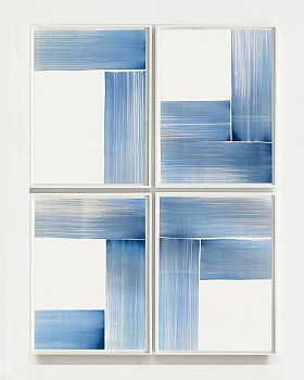 Agnes Barley -&nbsp;Stroke Drawings Installation , 2018 acrylic on paper 30 x 22 inches / 35 x 27 1/2 inches framed each / 72 x 57 inches group