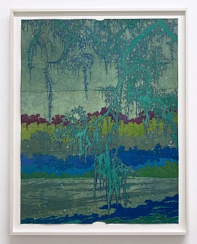 Work: Maysey Craddock Ghost Canopy, 2025 gouache, flashe, and thread on found paper 47 1/2 x 36 inches / 52 1/2 x 40 1/2 inches framed CRADD117